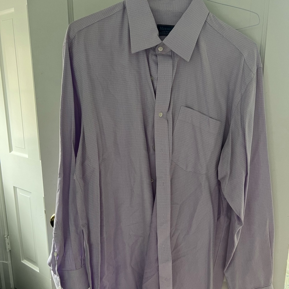 Maxwells Custom Button Down Fits 17.5, Purple Hat… - image 1
